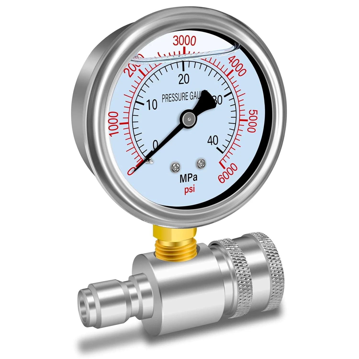 Pressure Washer Gauge Kit, Pressure Gauge for Power Washer with 3/8Inch Quick Co
