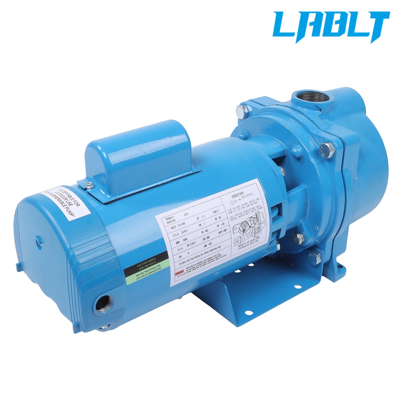 LABLT 1PH GT15 Water Well Irrigation Sprinkler Pump 1.5 HP 115/230V Self Priming