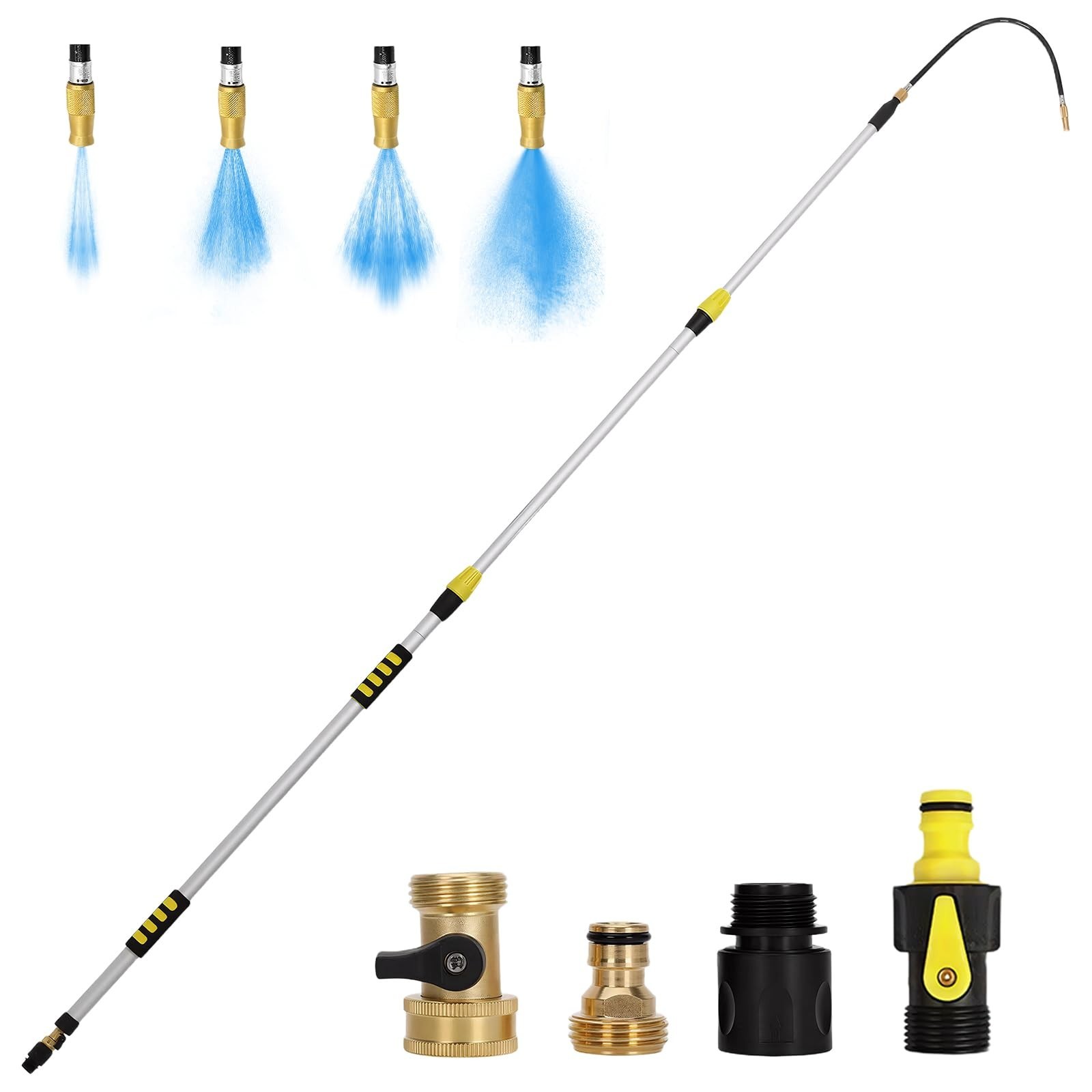 20FT Gutter Cleaning Tool with 360° Rotating Wand & Brass Shut-Off Valve – Safe