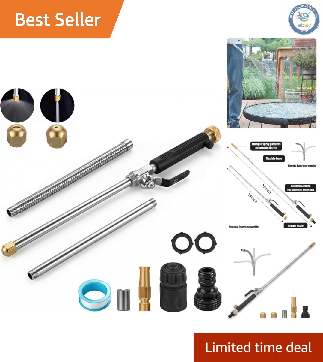 Hydro Jet High Pressure Washer with Extendable Wand – Flexible Cleaning Solution