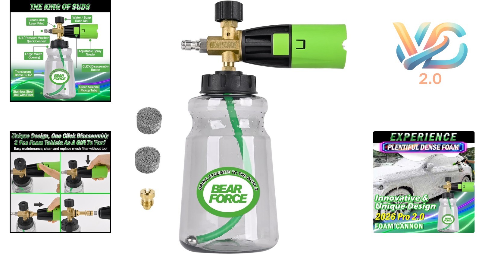 Brass Foam Cannon for Pressure Washers 34oz Car Snow Foam Blaster