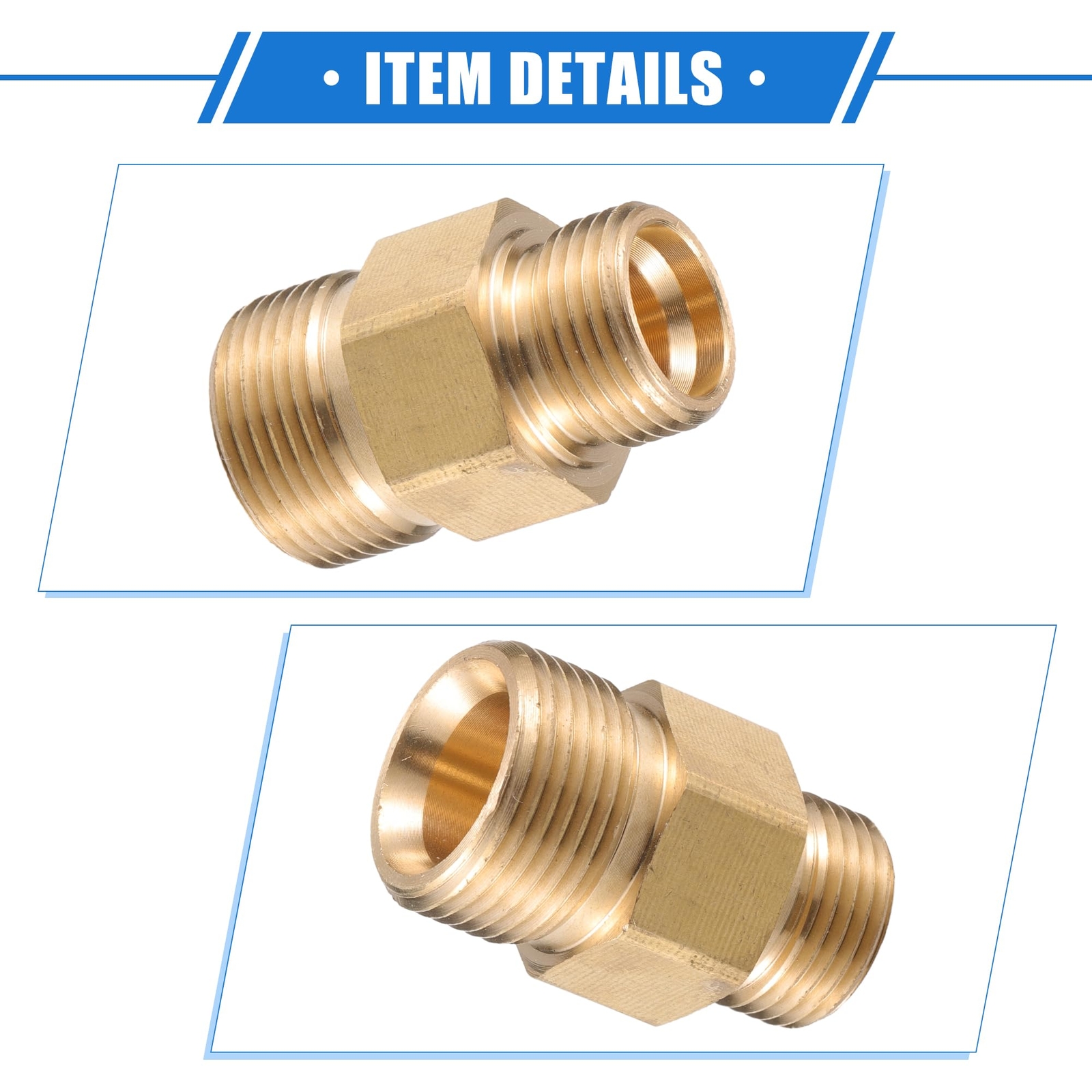 Pressure Washer Connector M18x1.5 to M22x1.5 Male Adapter Brass Screw Hose Co…