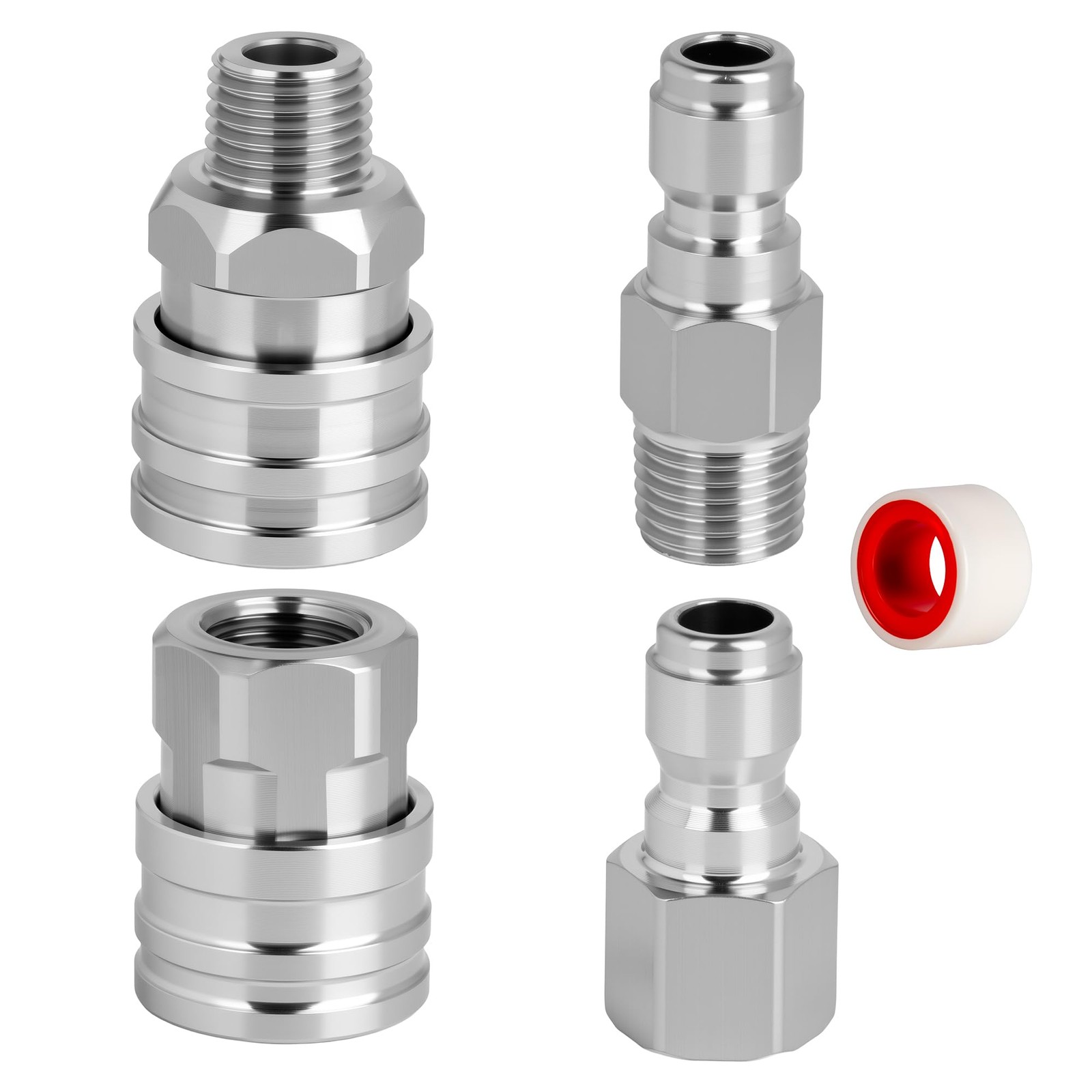 2 Sets NPT 1/4 Inch Quick Connect Pressure Washer Fittings Stainless Steel