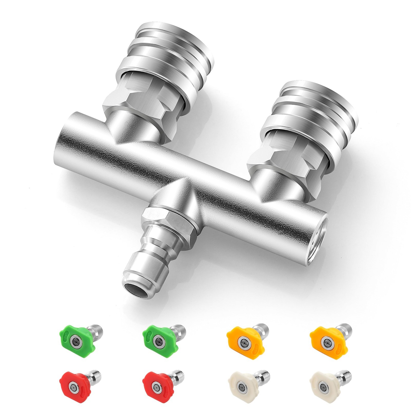 2-in-1 Pressure Washer Nozzle Tips, Dual Spray Nozzles & 8PCS Quick Connect Set,