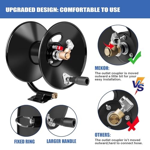 Heavy Duty Hose Reel 50ft Wall Mount Hand Crank
