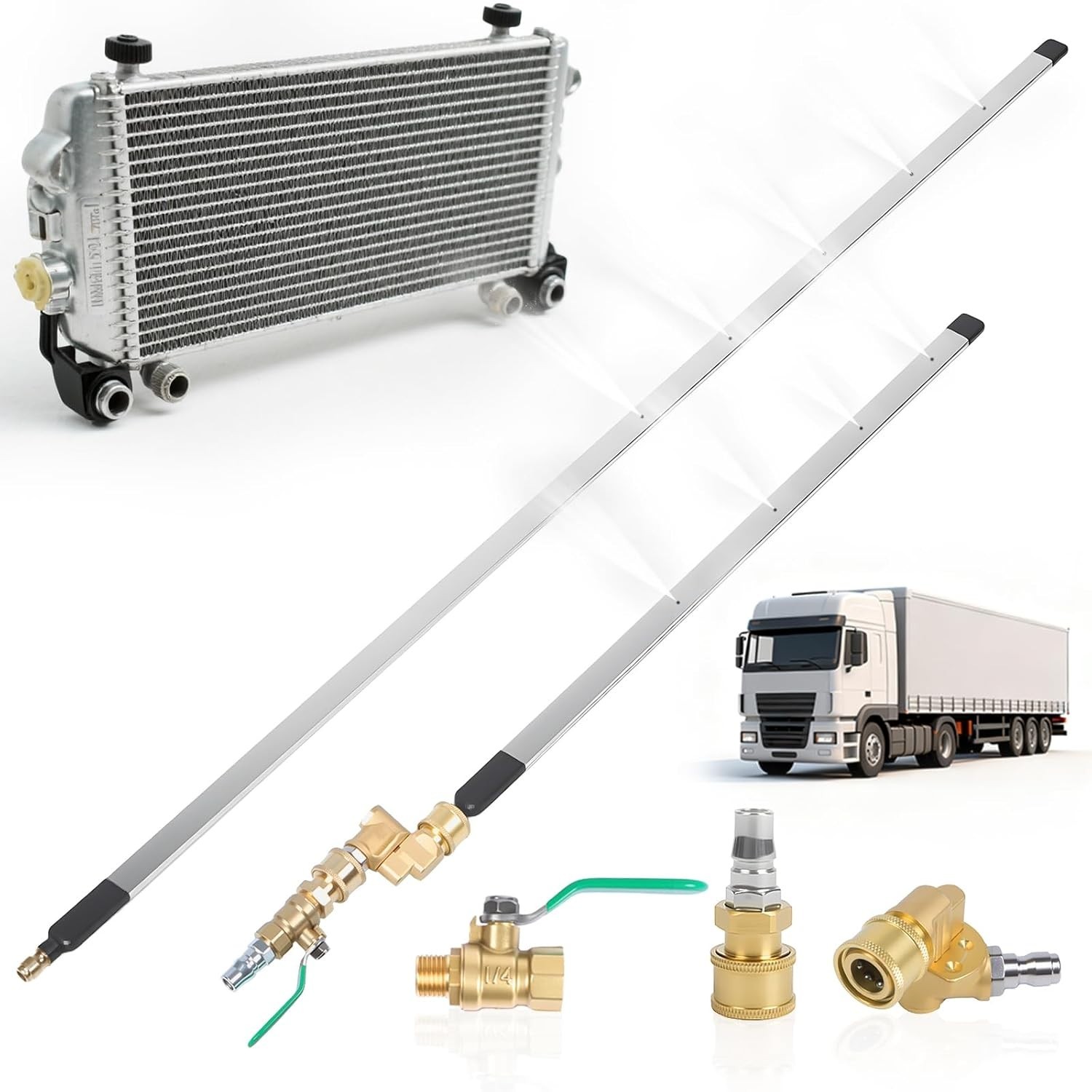 Radiator Cleaning Wand Set, 47″ & 24″ Dual-Length Stainless Steel Wands with Qui