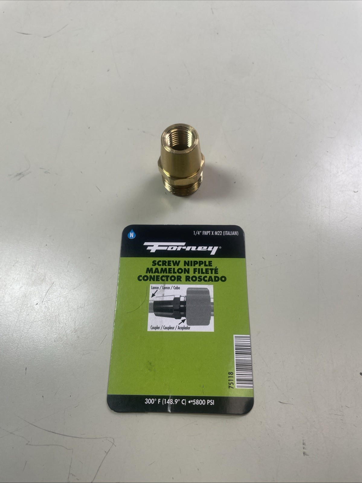 Forney 75118 Screw Nipple 1/4” FNPT x M22 Fitting