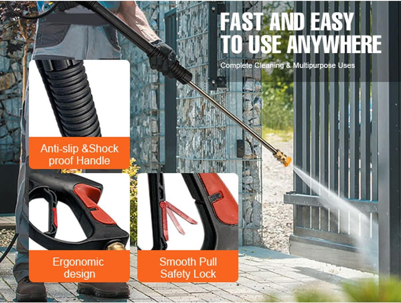 8-Part Pressure Washer Gun Replacement Kit, 5 Quick Connect Spray Nozzles, 3600P