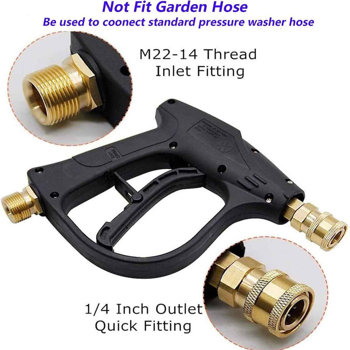 Short Pressure Washer Spray Gun 4350PSI 1/4″ Quick Release For Karcher K1-K7 M22