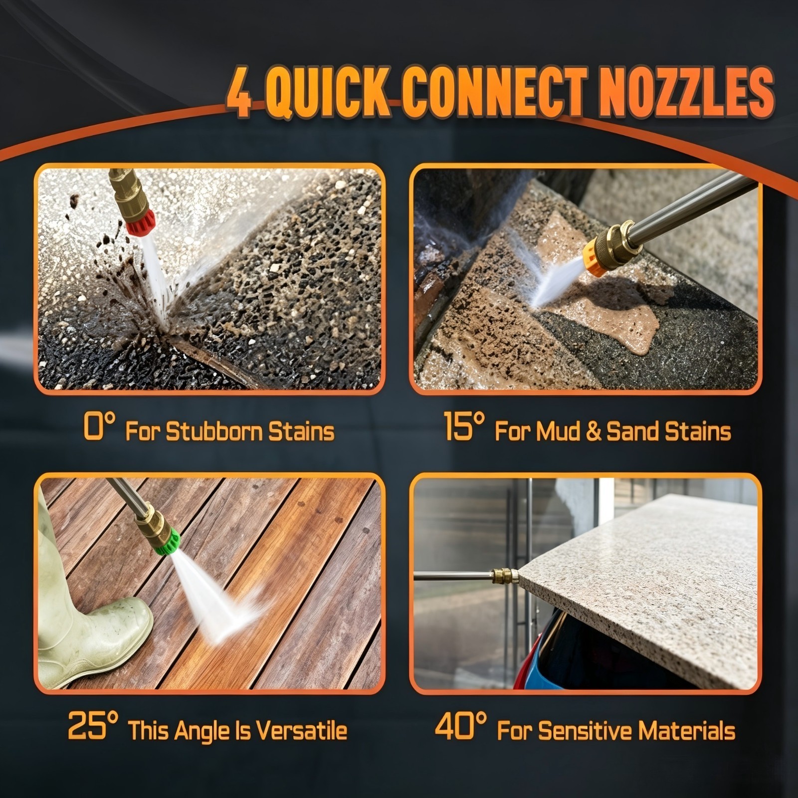 Pressure Washer 4500PSI 4.0GPM, 15-Level Touchscreen, 4 Nozzles, for Home