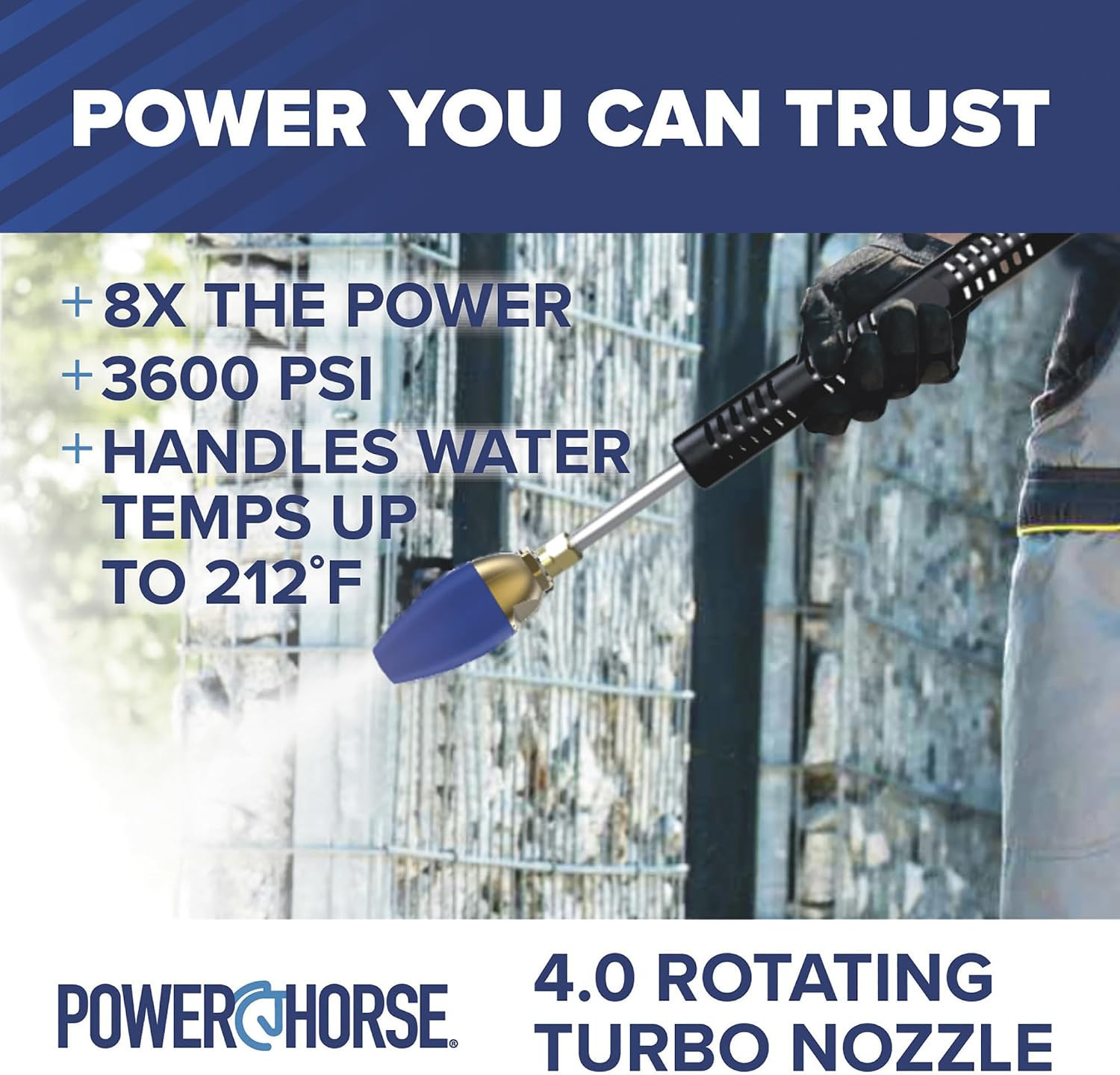 Powerhorse Pressure Washer Rotating Power Turbo Nozzle, Industrial Grade Ceramic