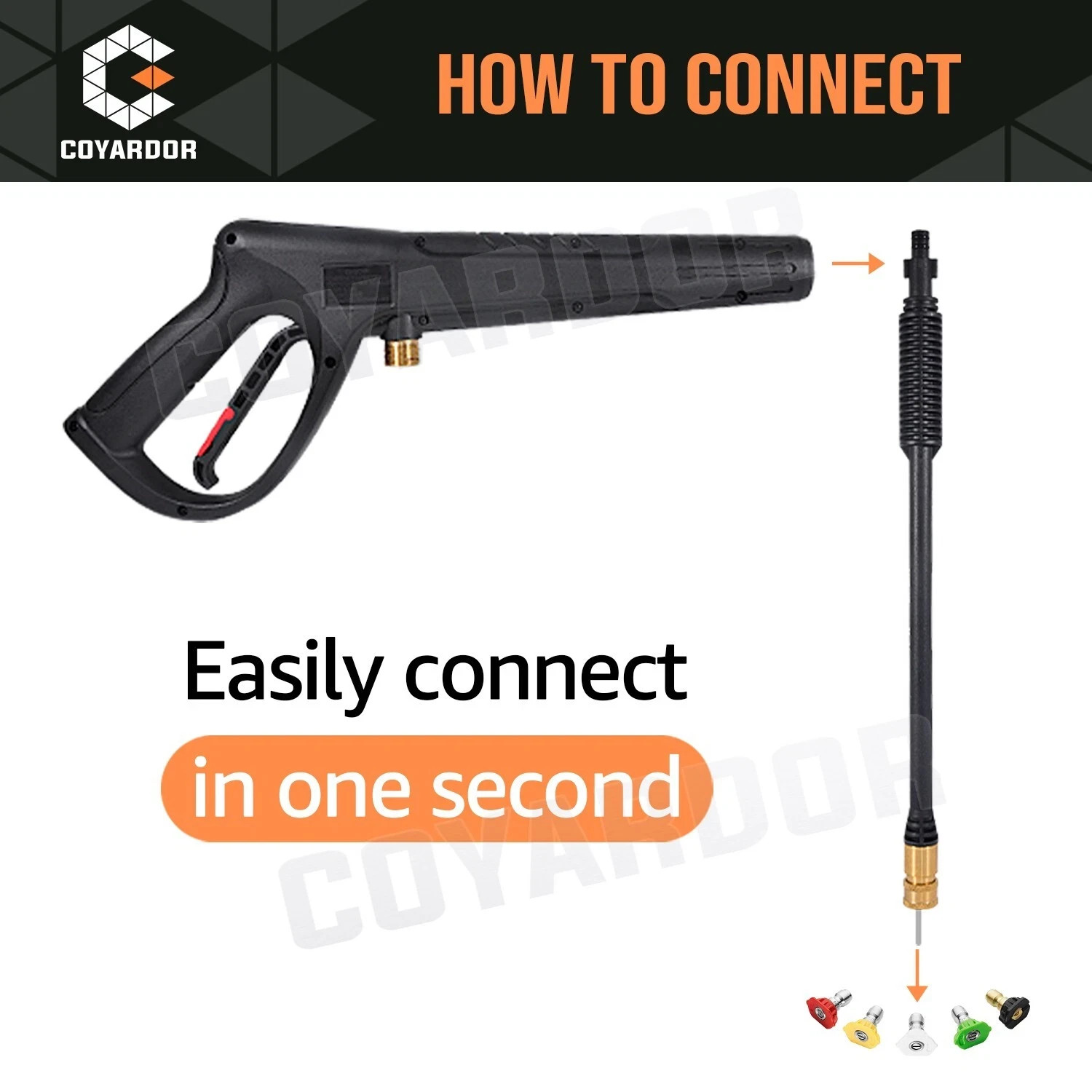 COYARDOR 2320 psi Pressure Washer Gun & Extension Wand M22-14mm/15mm