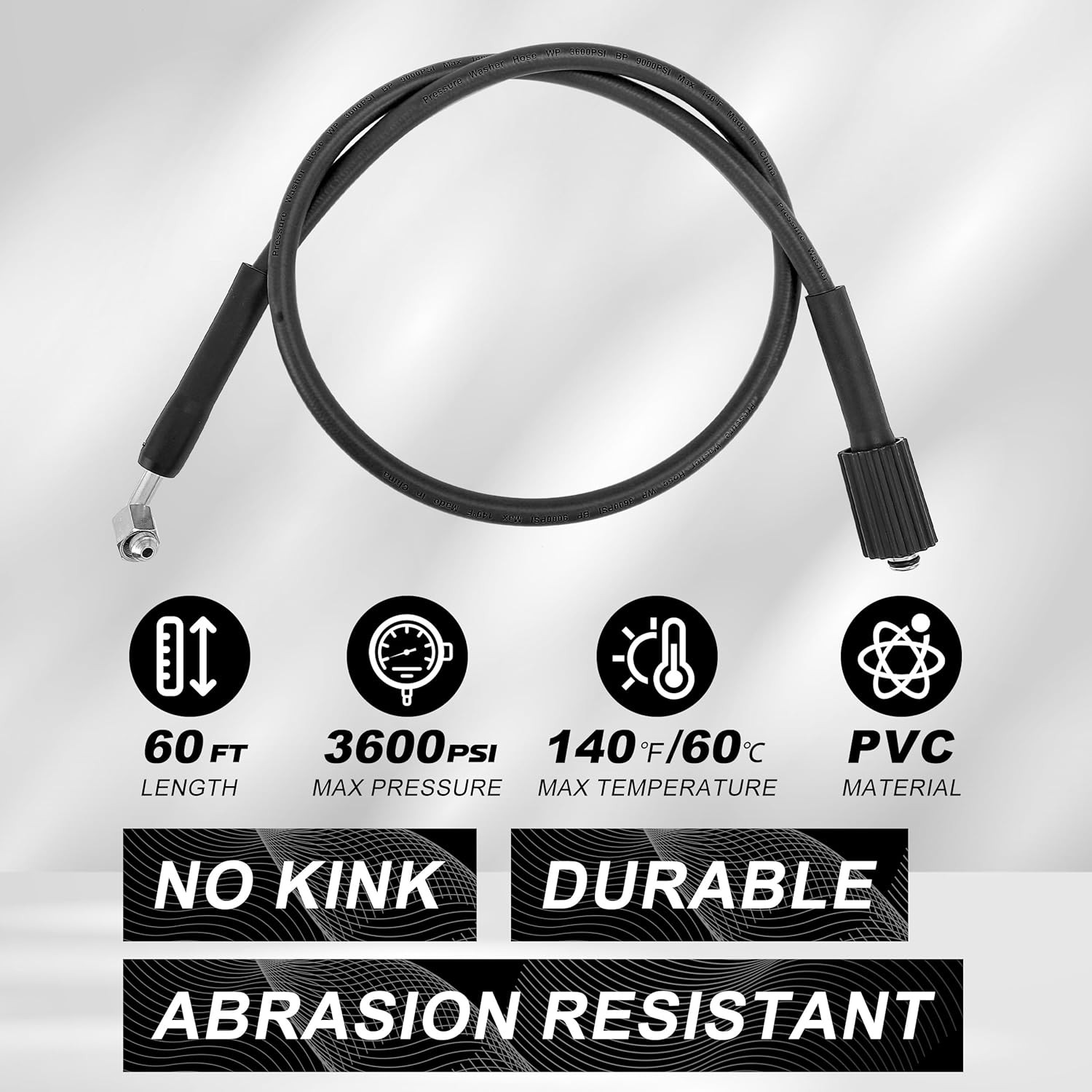 Retractable Pressure Washer Hose Reel 60 FT X 1/4”, Heavy Duty Power Washer Hose