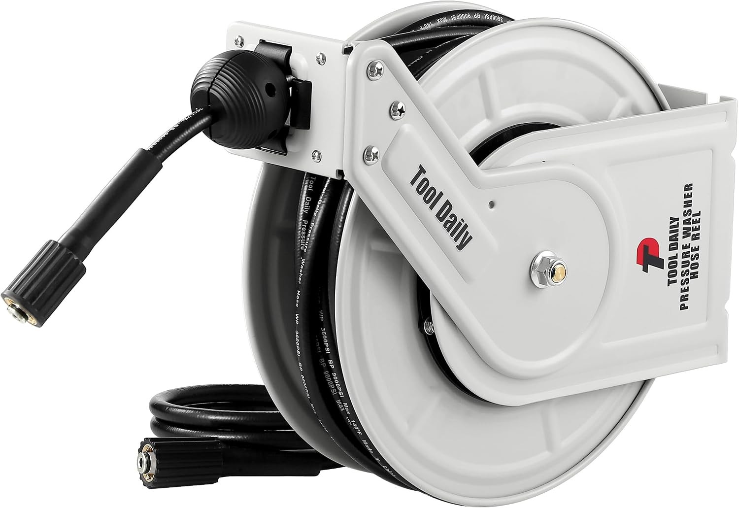 Retractable Pressure Washer Hose Reel 60 FT x 1/4” Heavy Duty Power Washer Hose
