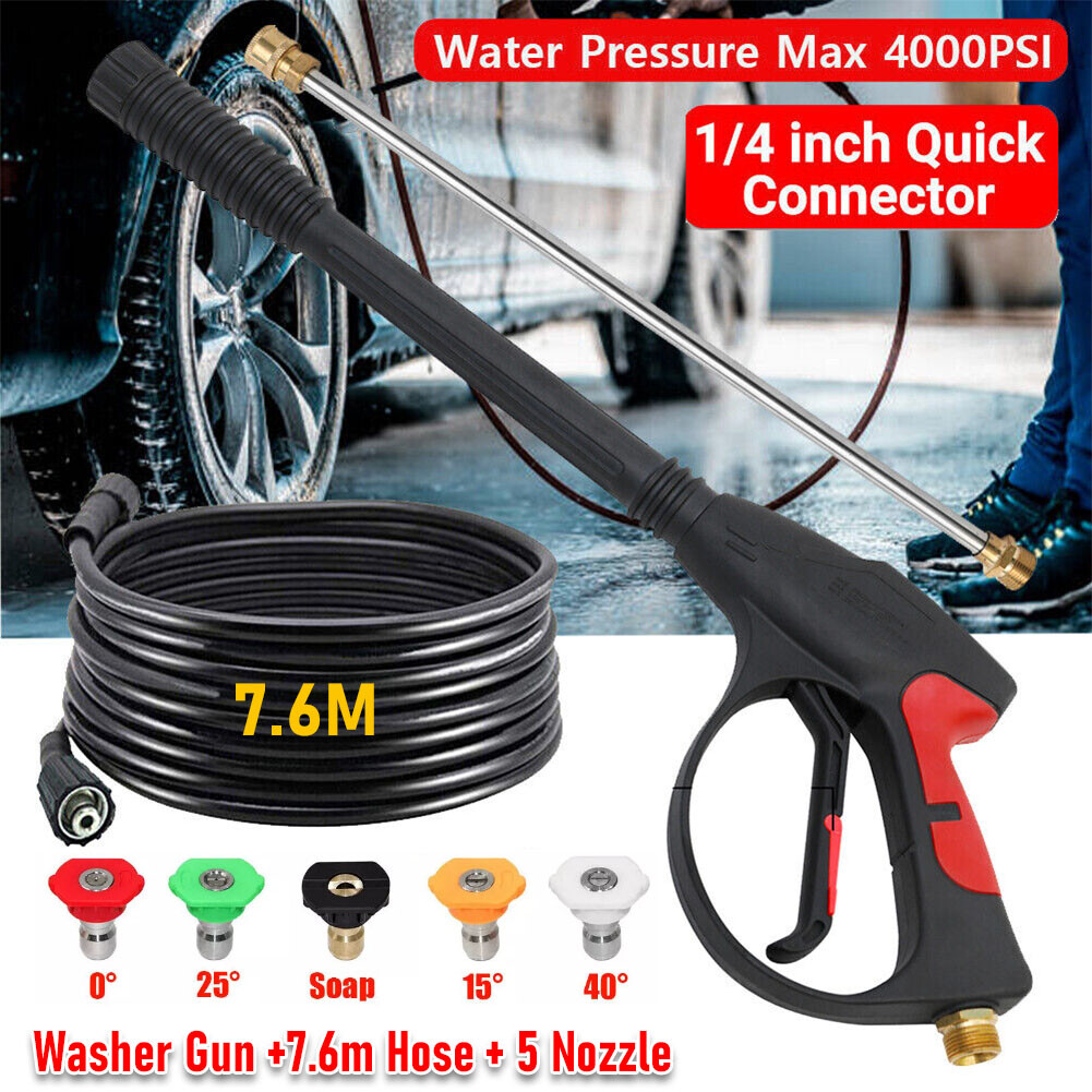 High Pressure 4000PSI Car Power Washer Gun Spray Wand Lance Nozzle and Hose Kit