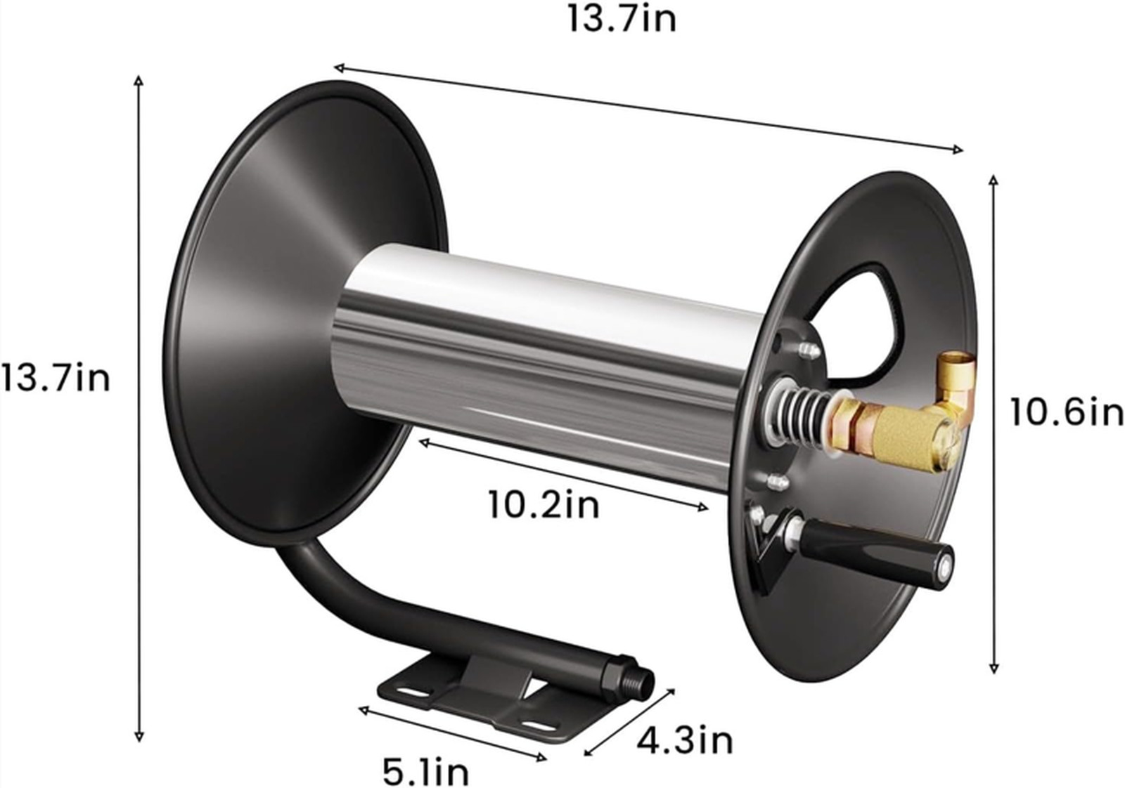 Pressure Washer Hose Reel，100FT Power Washer Hose Reel 3/8″ NPT Outlet Pipe