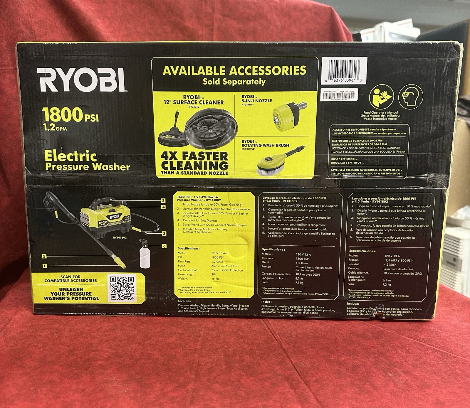💥NEW SEALED💥RYOBI RY141802 1800PSI 1.2GPM COLD WATER ELECTRIC PRESSURE WASHER!