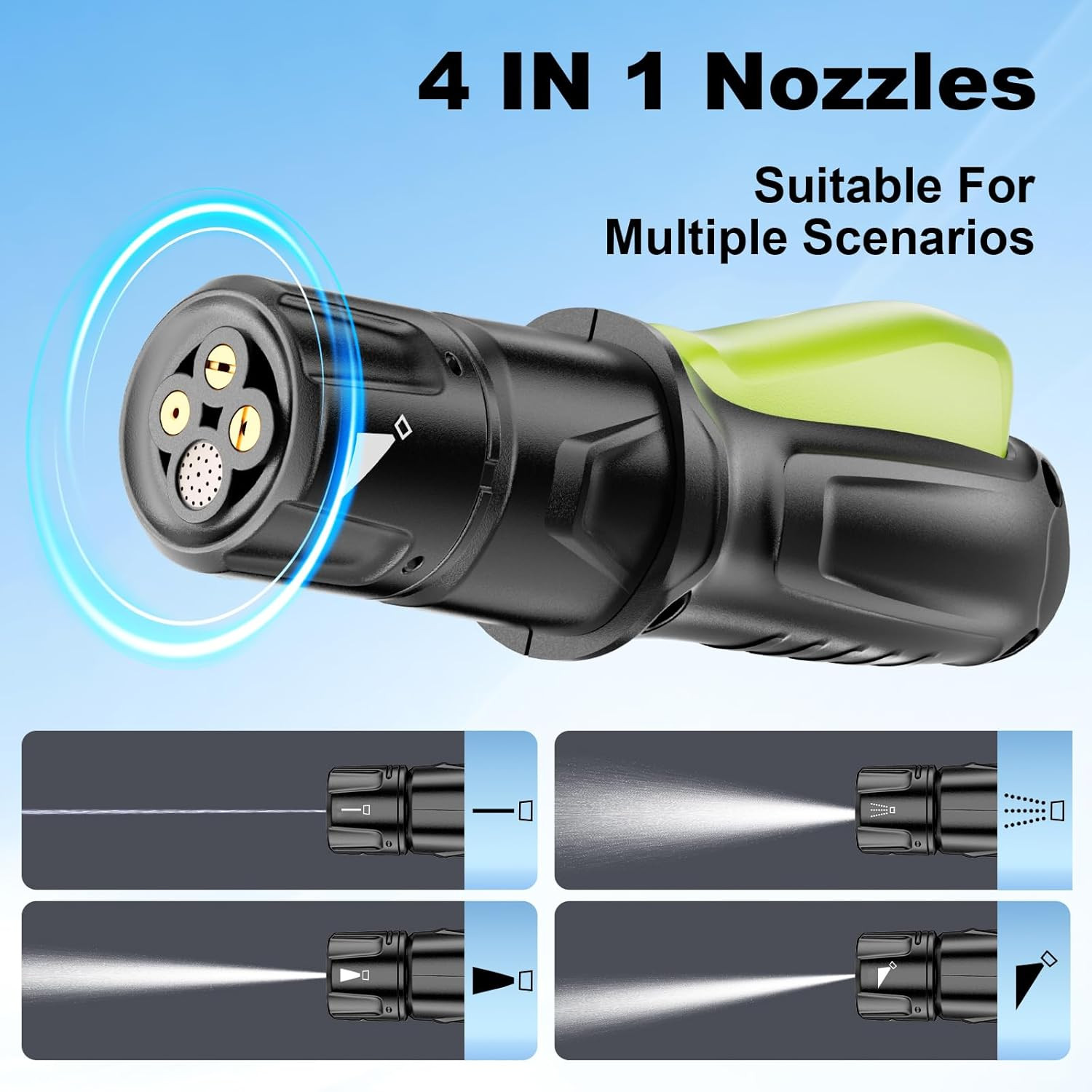 Cordless Portable Pressure Washer, 12L Tank, 4 Nozzles, Battery-Powered Cleaning