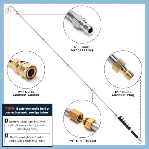 Pressure Washer Extension Wand 9 Pack with 6 Nozzle Tips 4000 PSI