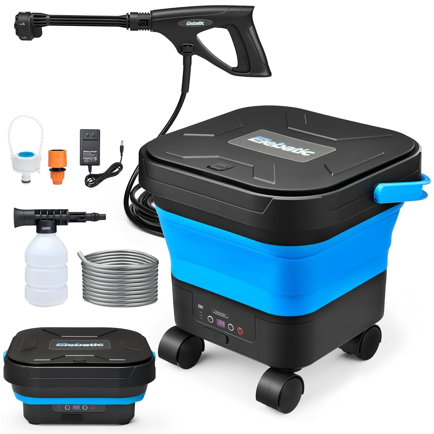 Cordless Portable Car Washer 3.4 Gallon 6 in 1 Nozzle Adjustable Spray Car