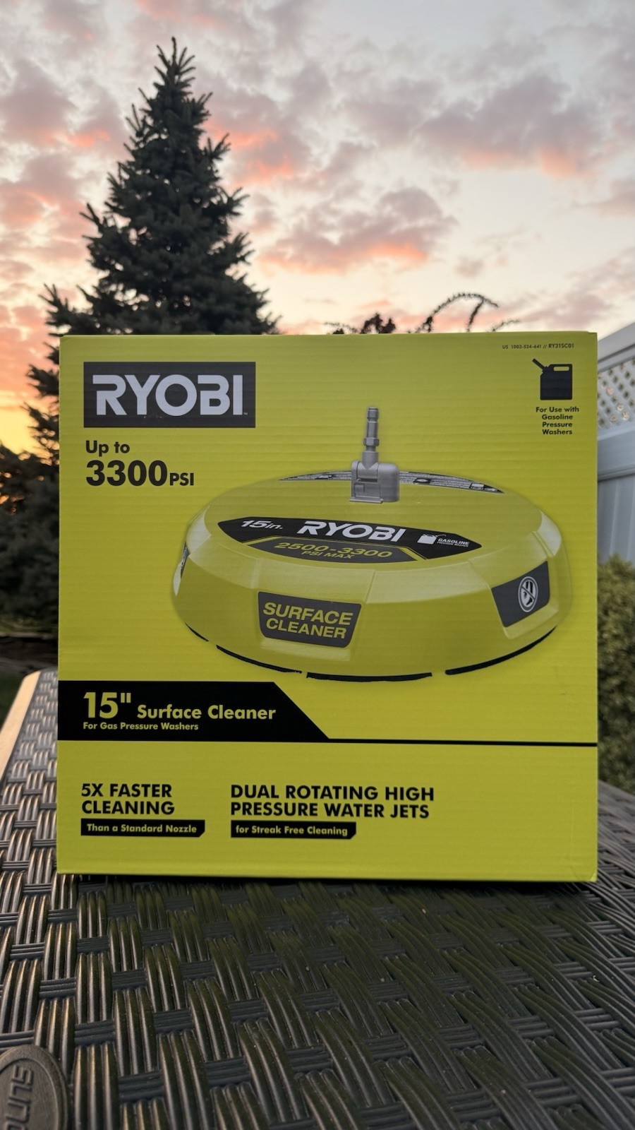 RYOBI Green 15 Inch Surface Cleaner for Gas Pressure Washer RY31SC01 3300 Psi