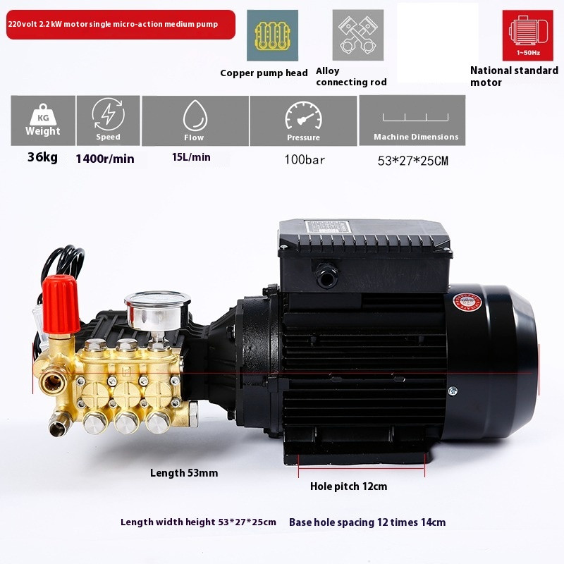 High Pressure Washer Motor Plus Pump Head Car Wash Booster Piston Pumps