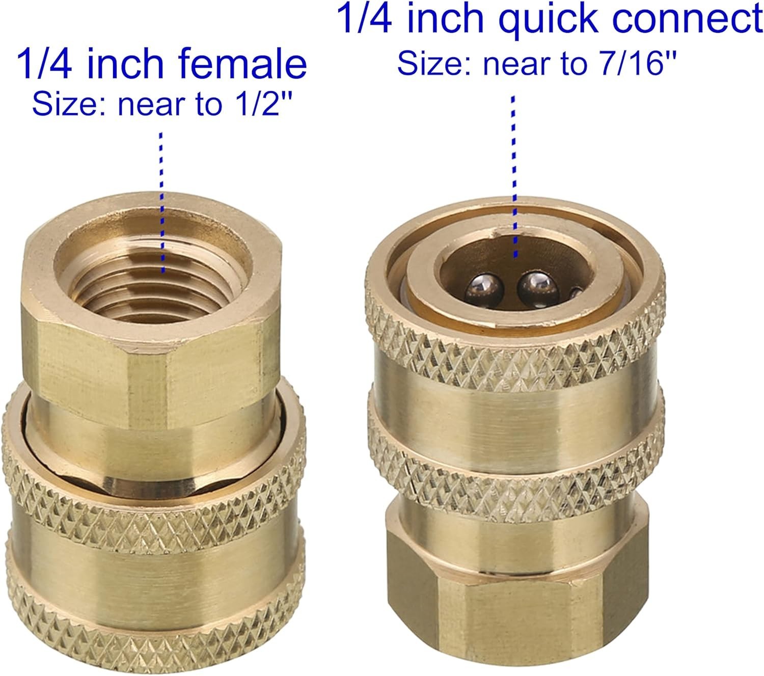 Brass Fittings – 1/4 Inch Quick Connect to Female NPT Coupler, 2-Pack