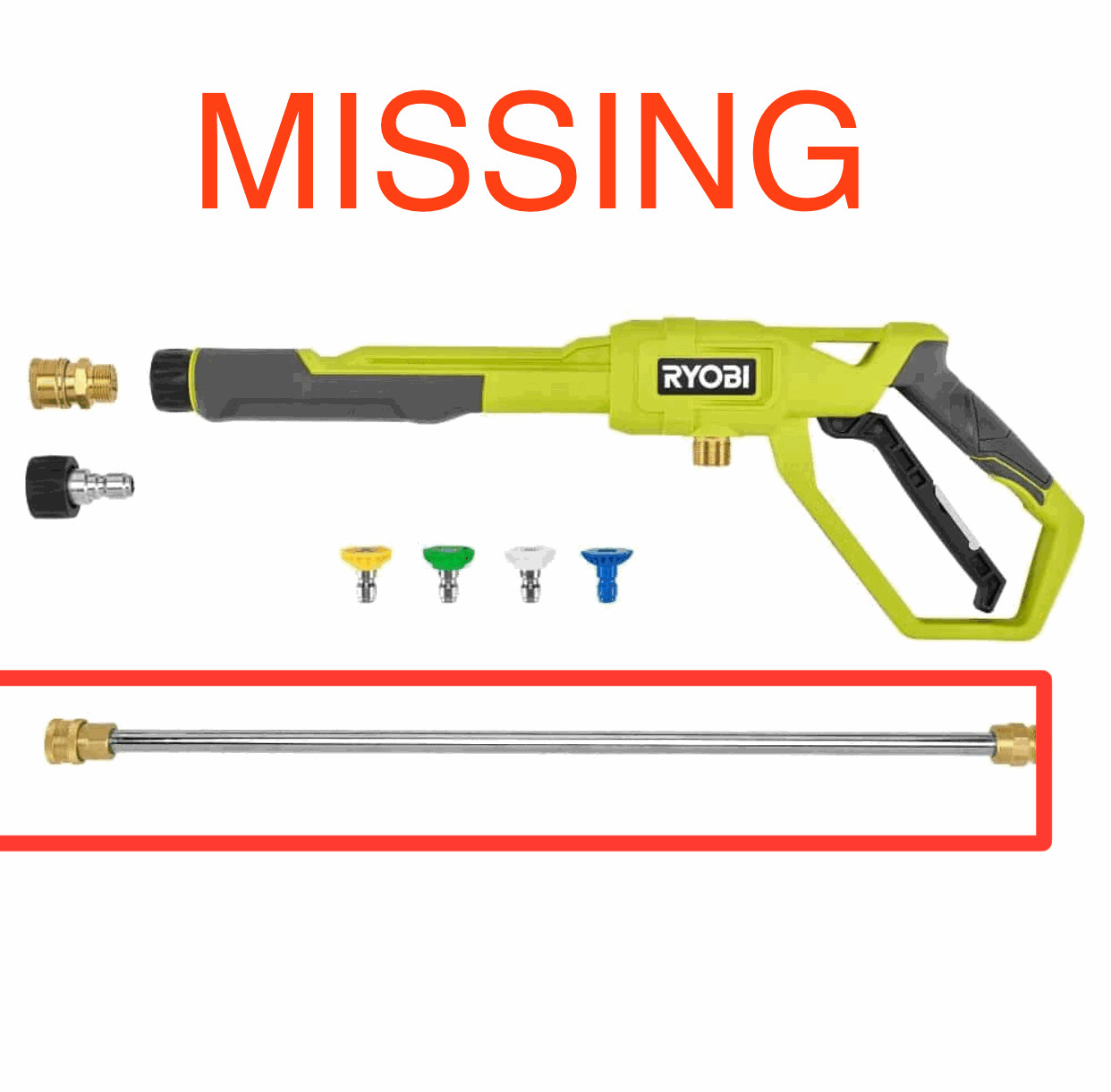 RYOBI Pressure Washer Trigger Handle Kit w/ Quick-Connect Adaptors & Nozzles