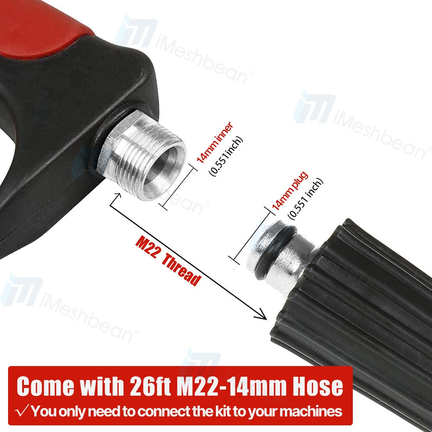 High Pressure 4000PSI Car Power Washer Gun Spray Wand Lance Nozzle and 50ft Hose