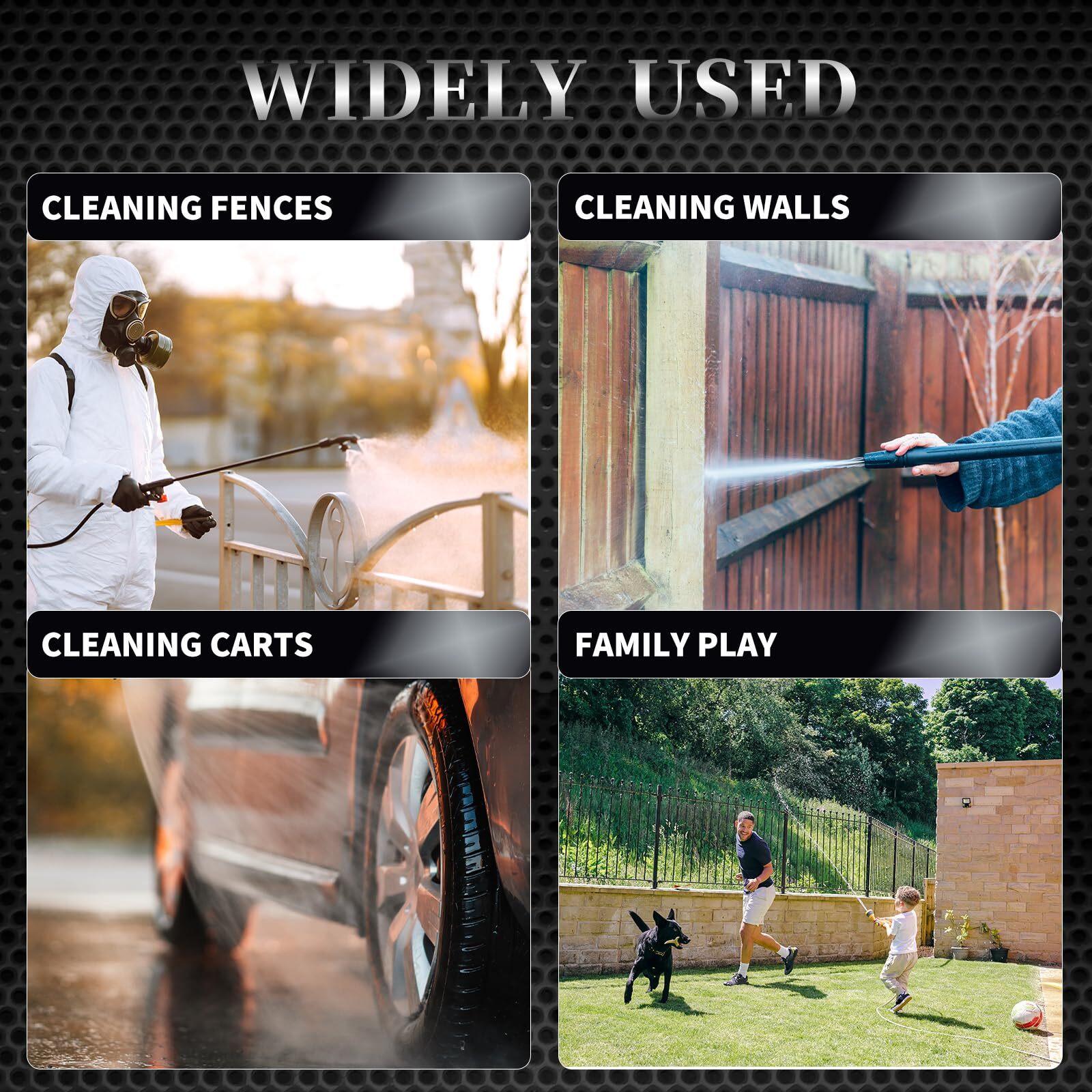 Cordless Pressure Washer 652 PSI Power Cleaner 6-in-1 3-Speed Adjustment