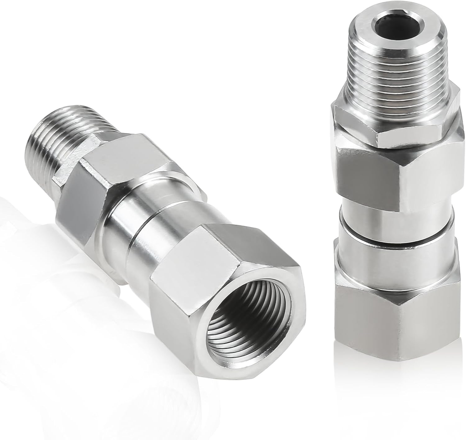2 Pack 3/8″ NPT Pressure Washer Swivel Fittings, Stainless Steel 3/8″ Male to Fe