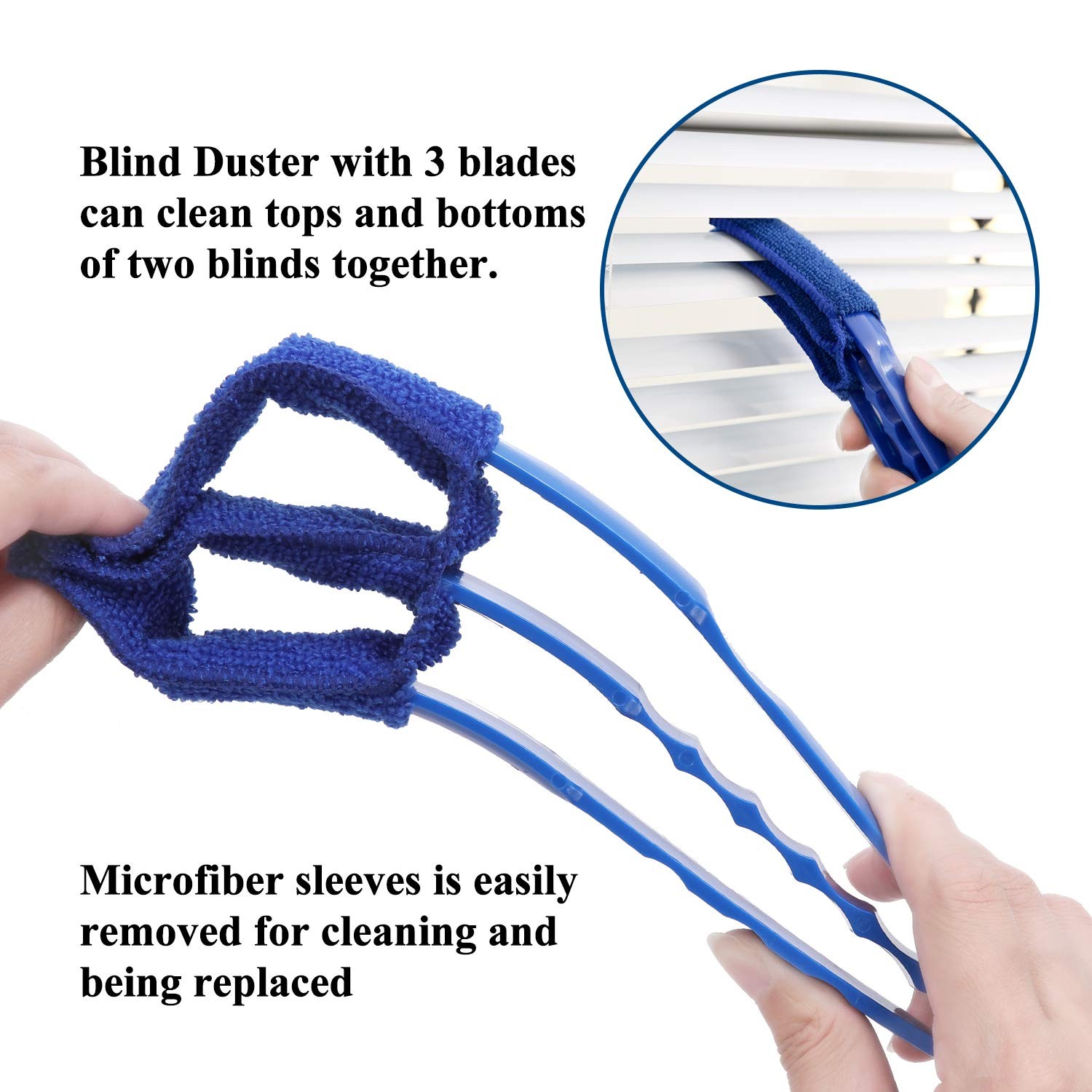 Hiware Window Blind Cleaner Duster Brush with 5 5 Count (Pack of 1), Blue