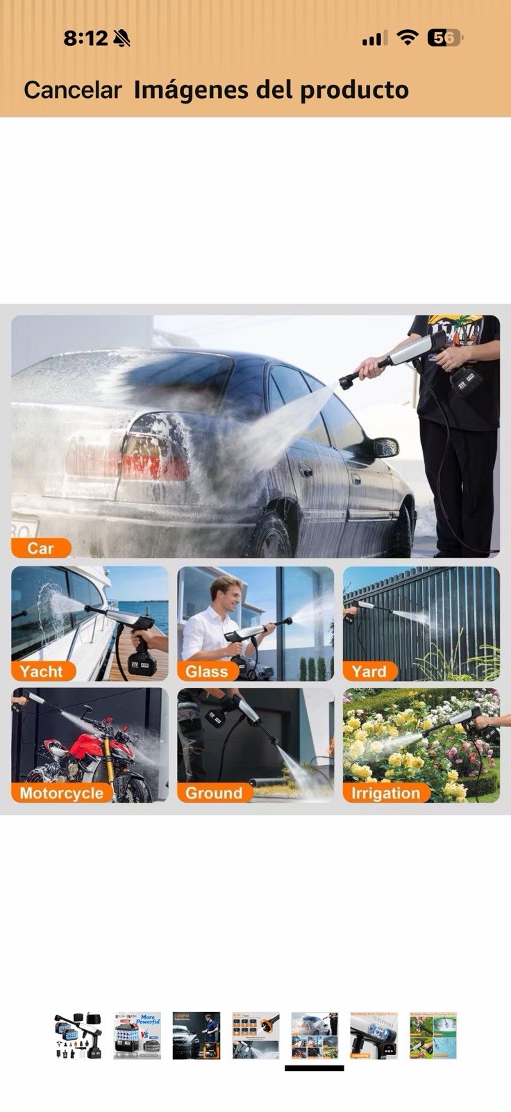 21V Cordless Pressure Washer 1250 PSI Brushless Motor 6-in-1 Nozzle Foam Cannon