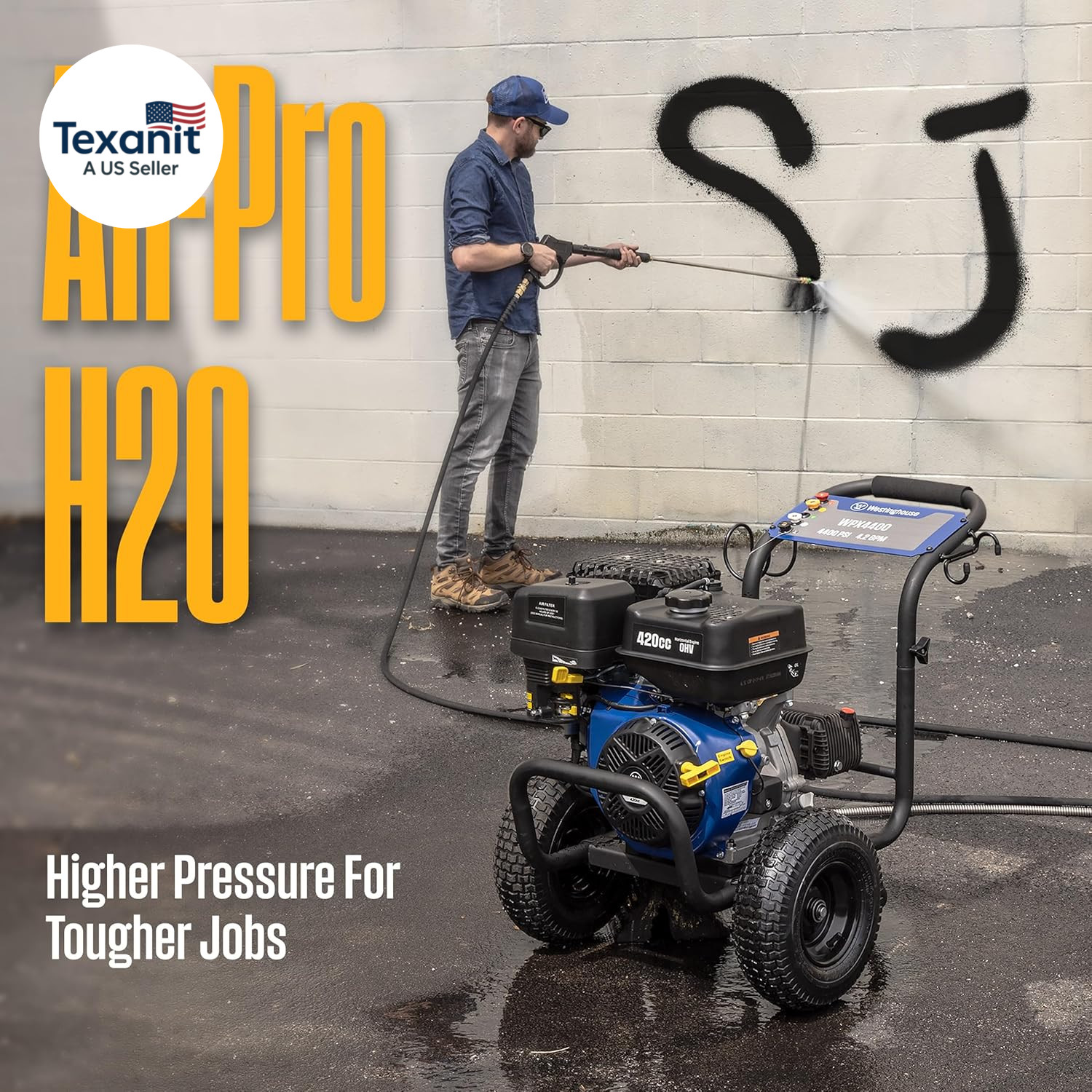 Westinghouse WPX4400 Gas Pressure Washer, 4400 PSI and 4.2 GPM, Spray Gun and Wa
