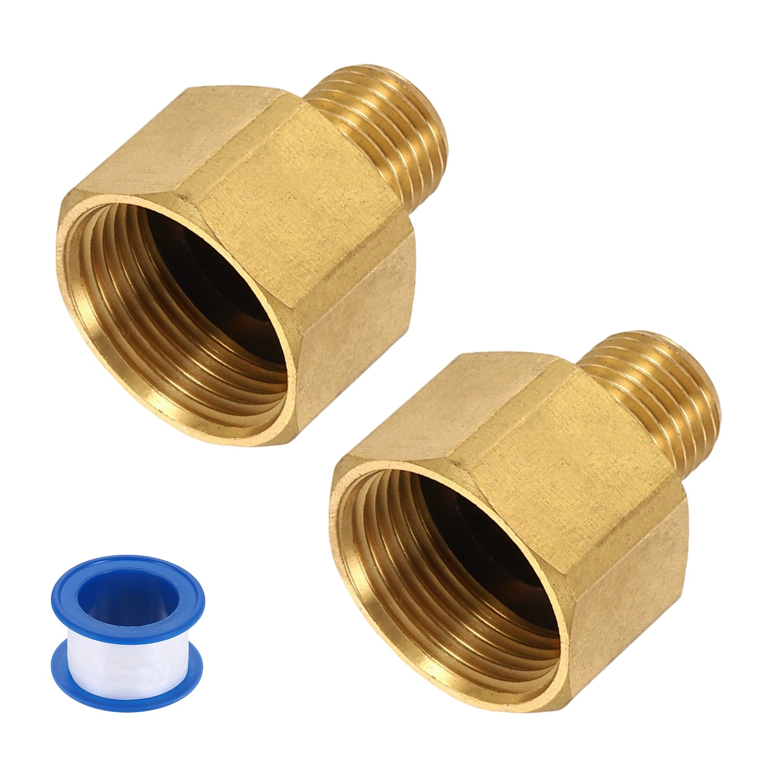 2Pcs Pressure Washer Adapter with Tape, M22 Female to G1/4″ Male Brass