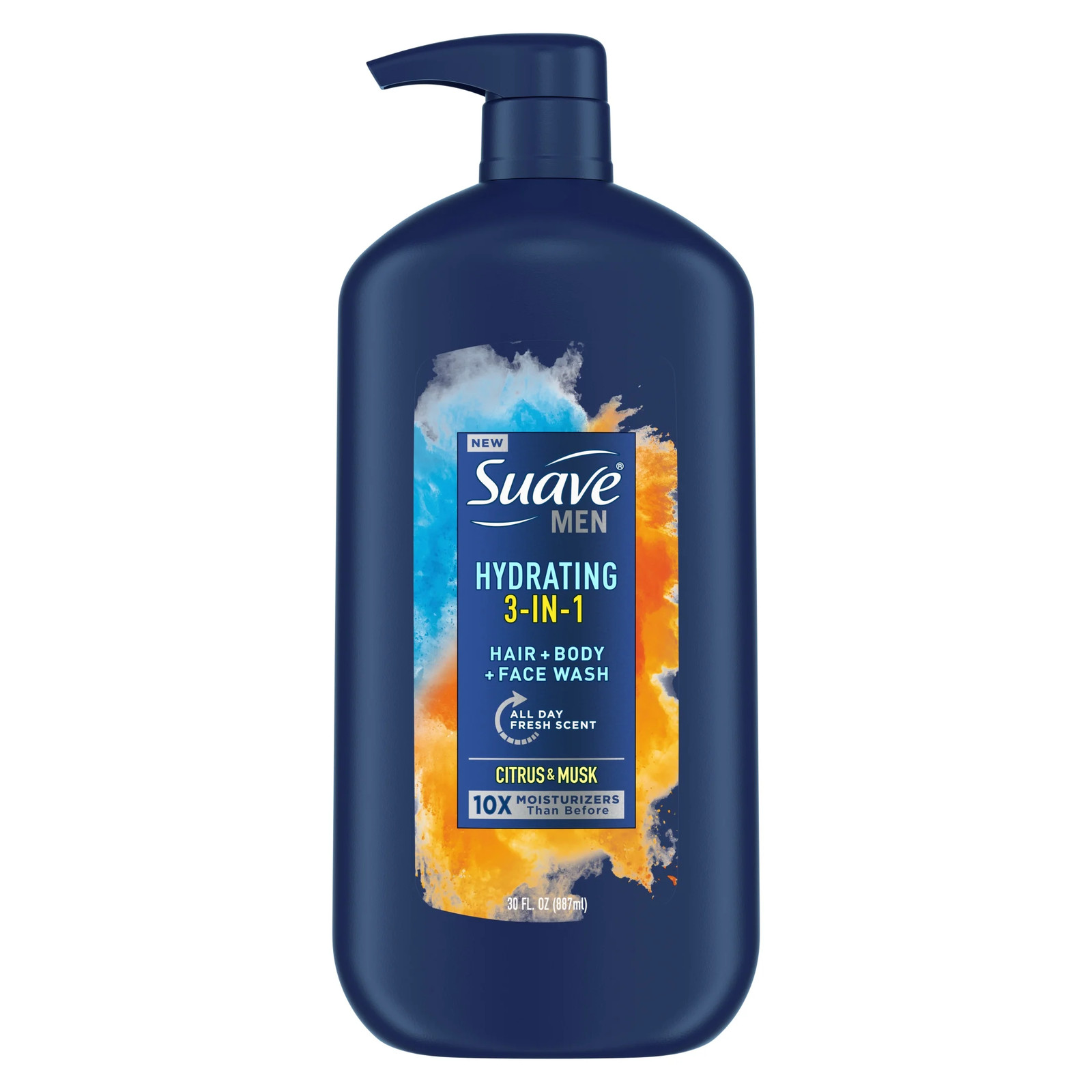 Men 3 in 1 Mens Body Wash, Hair, Face and Body Wash, Hydrating, Citrus & Musk, 3