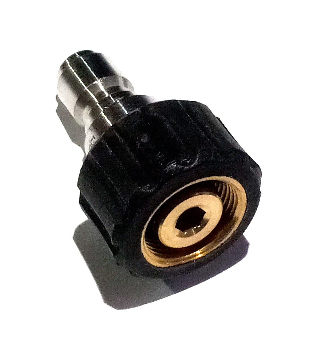 M22 F 15MM TWIST CONNECT COUPLER X 3/8 S.S. QC PLUG (NON STANDARD SIZE)