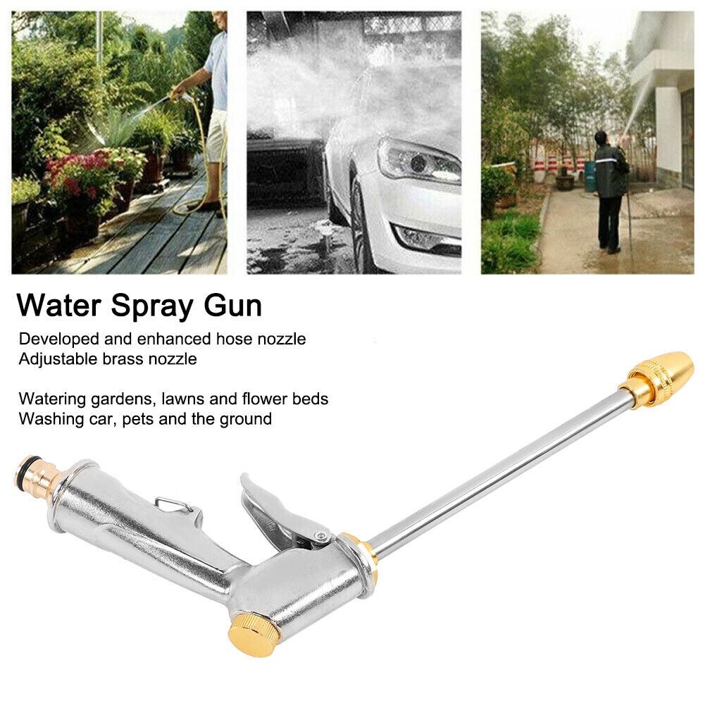 High Pressure Water Gun Long Nozzle Water Spray Gun Adjustable Strong Zinc