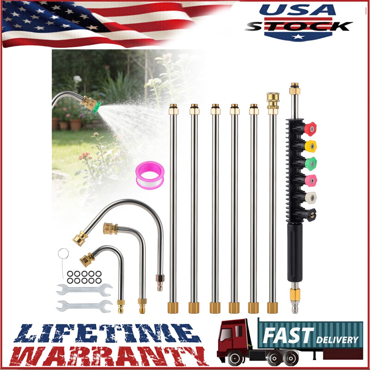 High Pressure Washer Gun with Wrench 4000 psi Gutter Cleaning Tool 9.5FT