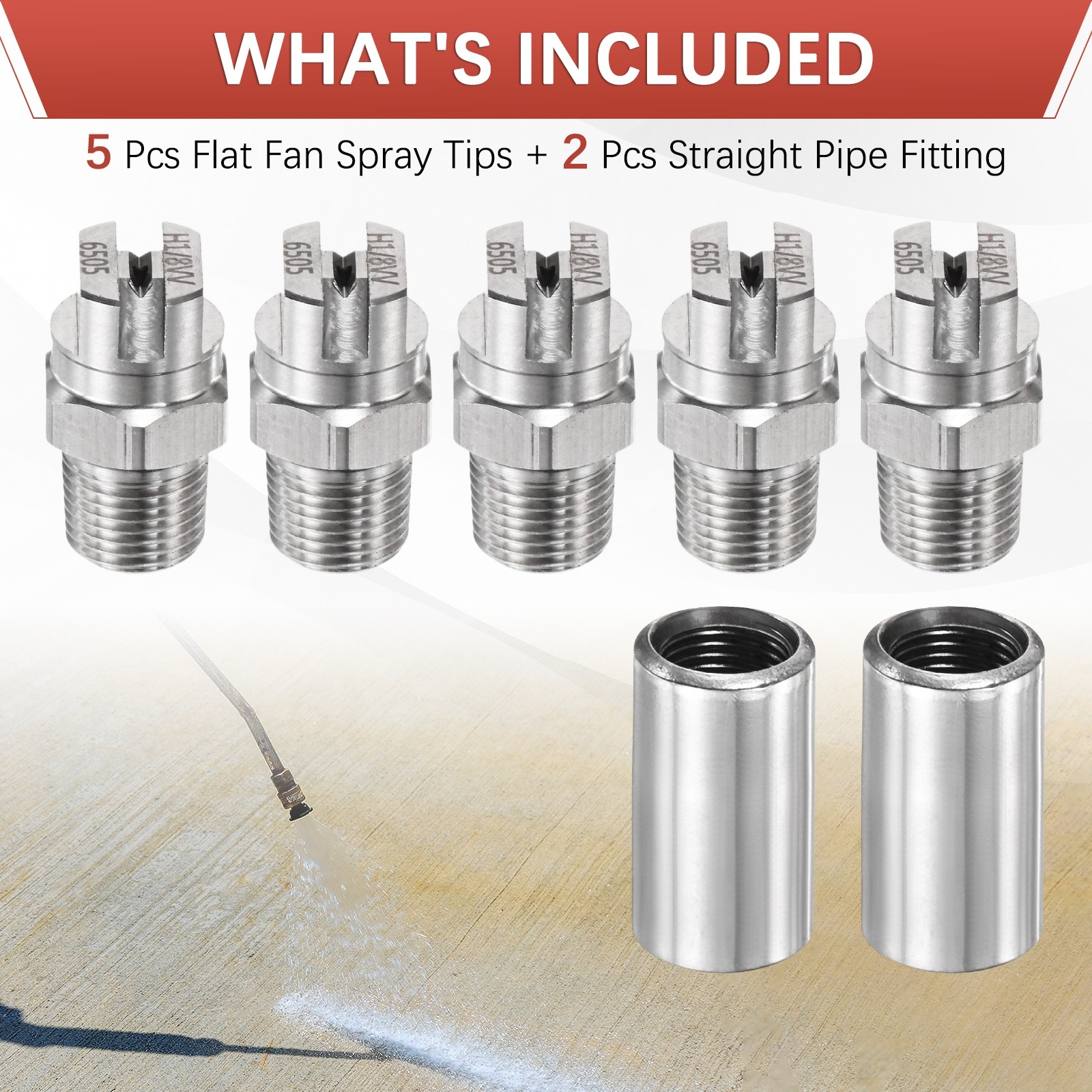 1/8″BSP 65° Flat Fan Spray Tip [7PCS] – High Pressure Washer Nozzles [1.4MM]