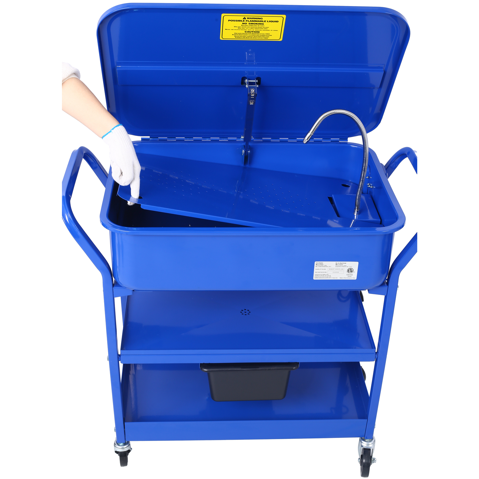 Mobile Parts Washer 20 Gallon Portable Cleaner for Use w/ Water Based Cleaning