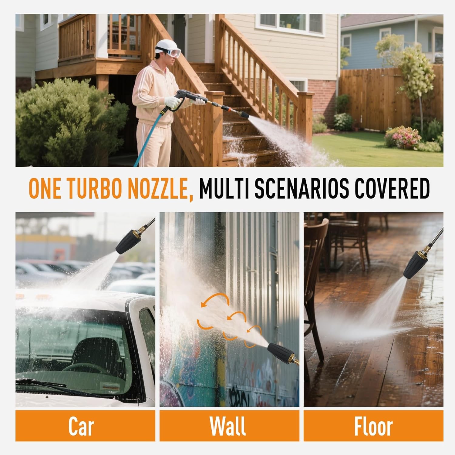 Turbo Nozzle Pressure Washer,4000PSI (MAX 5000PSI) Pressure Washer Nozzle with 1