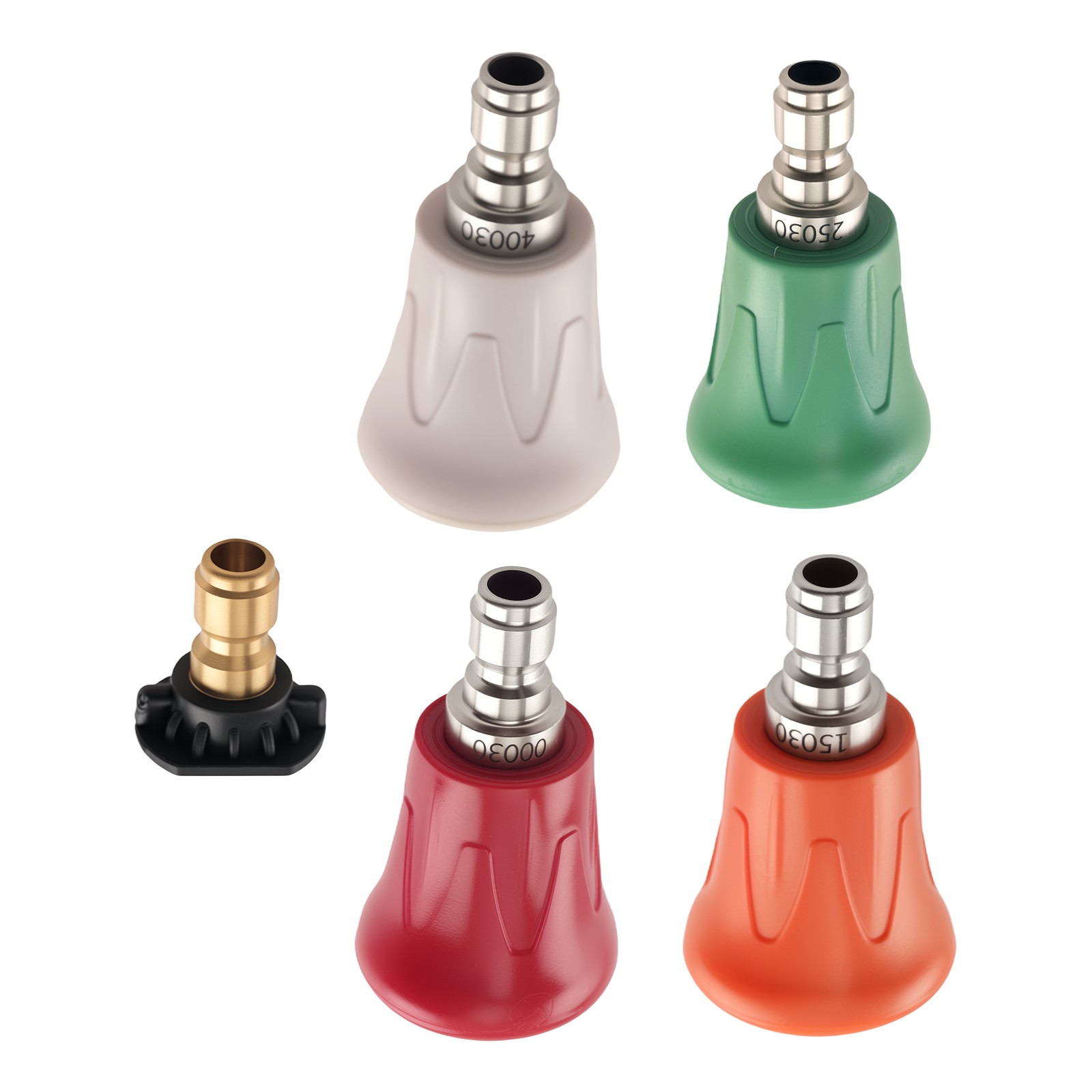 5pcs Stainless Steel Pressure Washer Nozzle Tips Set 1/4″ QC Anti-Splash