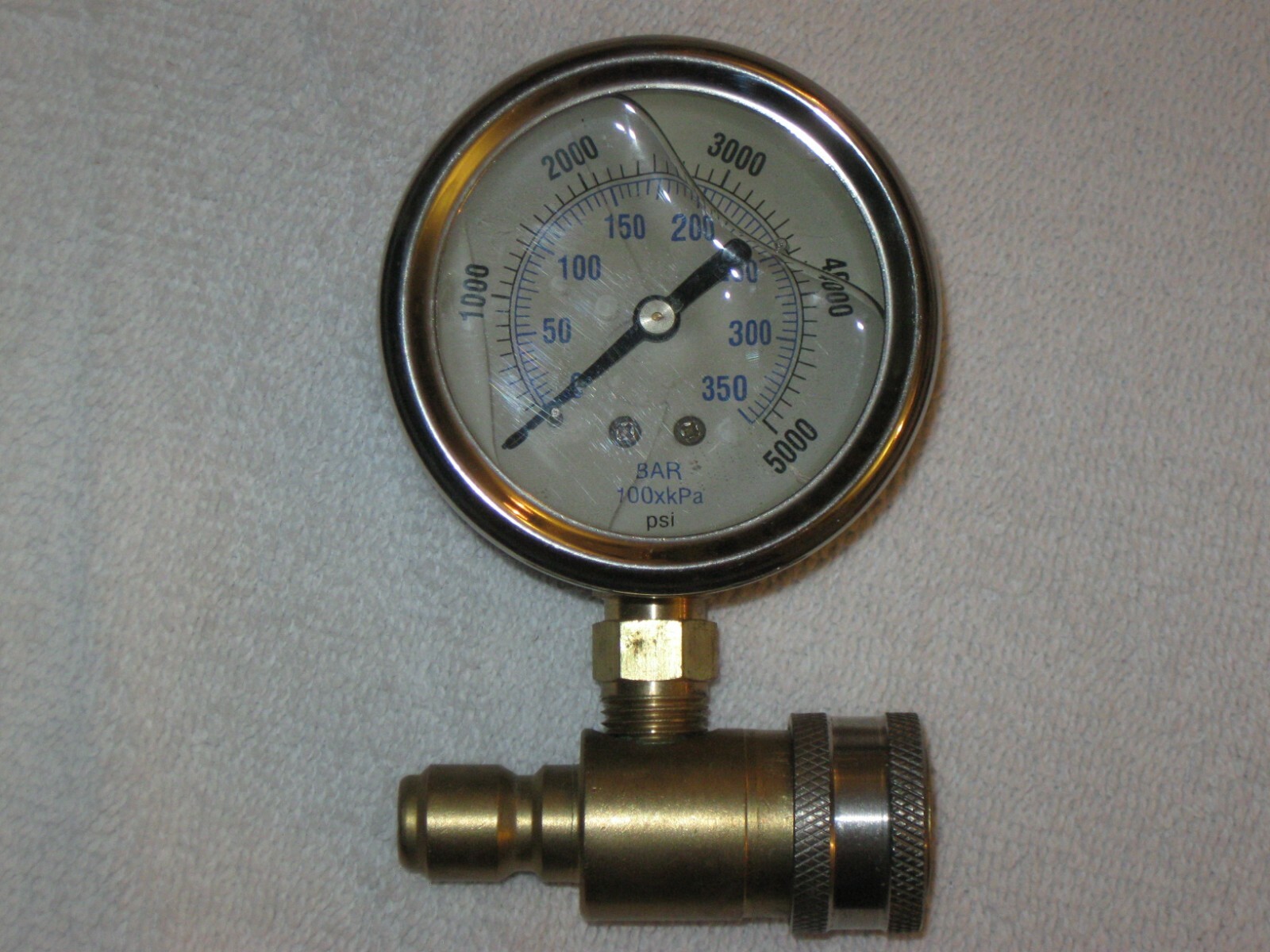 NEW POWER WASHER PRESSURE GAUGE 5000 PSI 2-1/2″ QUICK CONNECT GLYCERINE FILLED