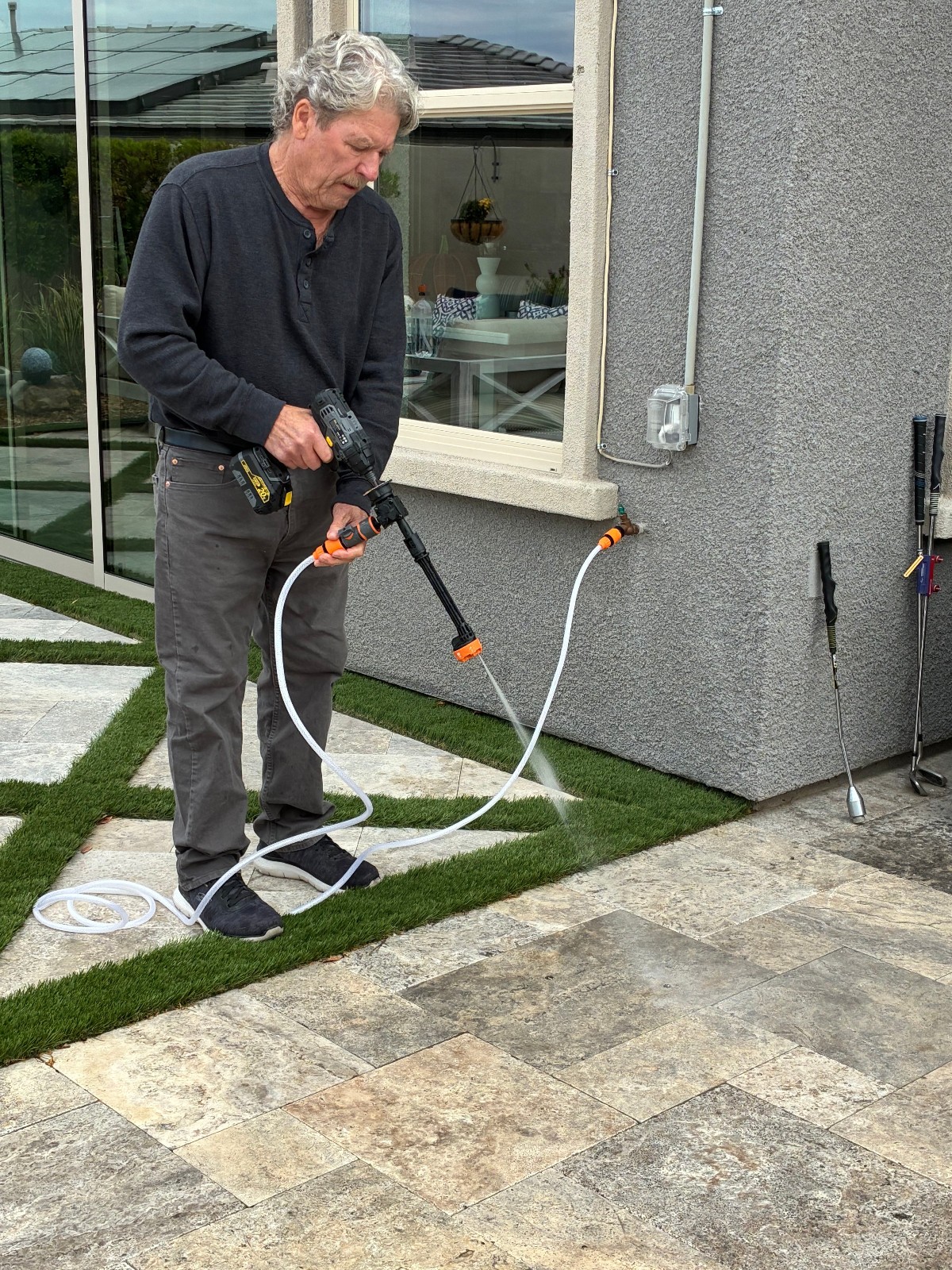DRILL OPERATED PRESSURE WASHER CONNECTS DIRECT TO YOUR WATER SUPPLY 300 PSI
