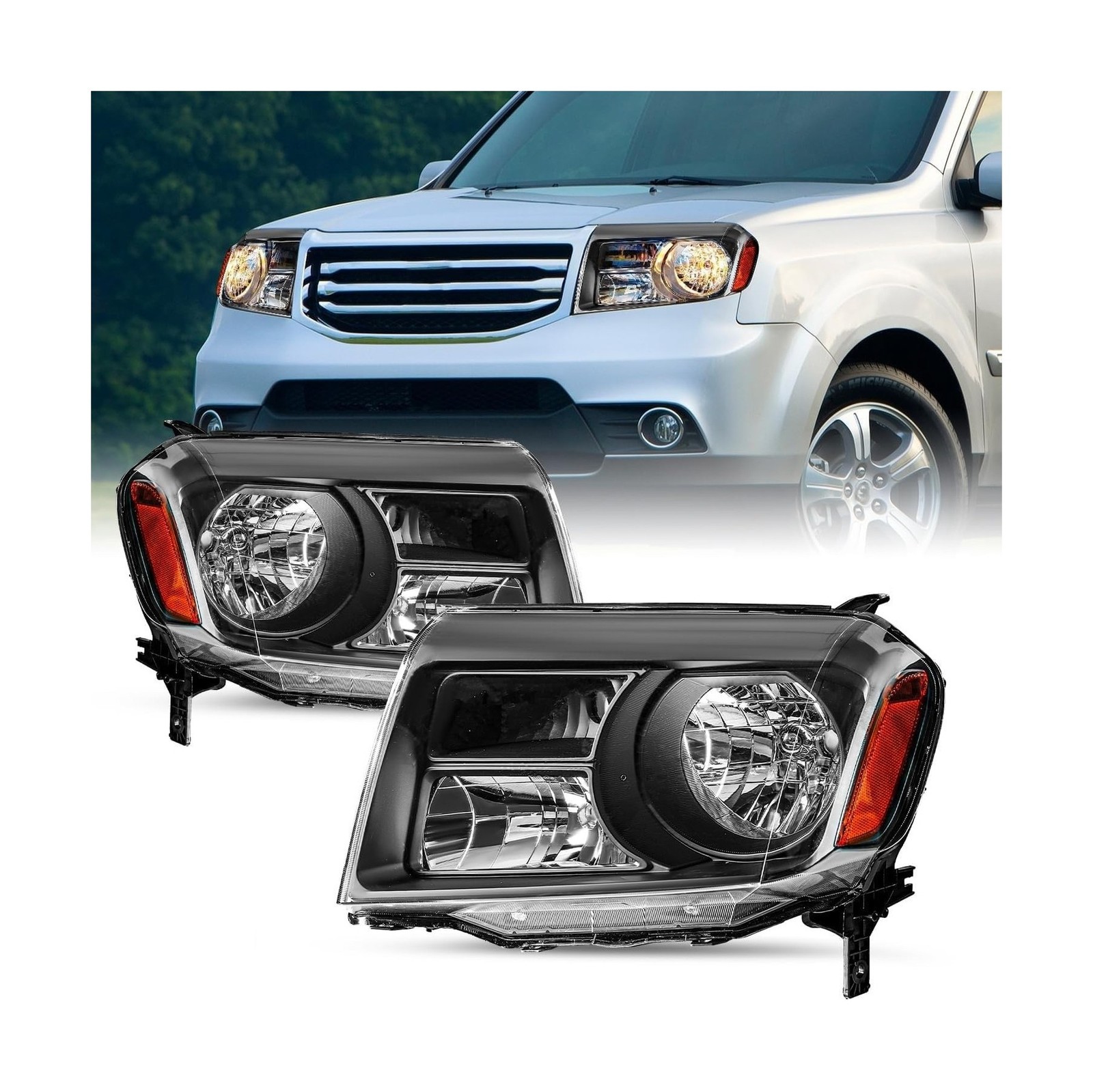 SOCKIR Headlight Assembly Pair Fit 2012 2013 2014 2015 Honda Pilot Front Head…