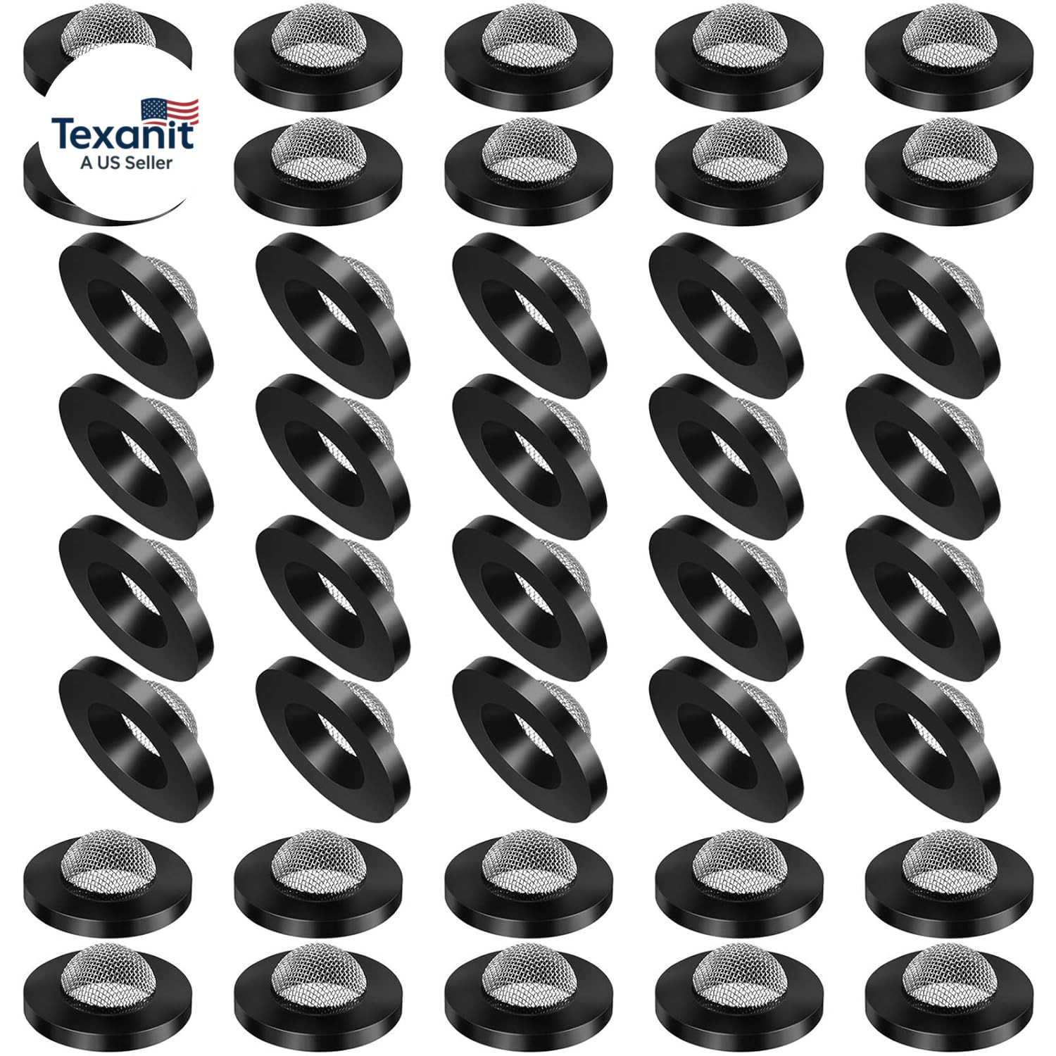 40 Pcs Hose Washer with Screen Filter Washers Stainless Steel & Black Rubber Fil