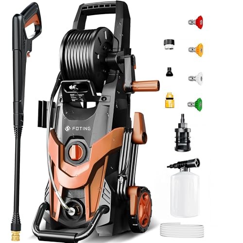 FOTING PRESSURE WASHER 4500PSI 4 QUICK CONNECT NOZZLES, HOSE & FILT – RED/BLACK