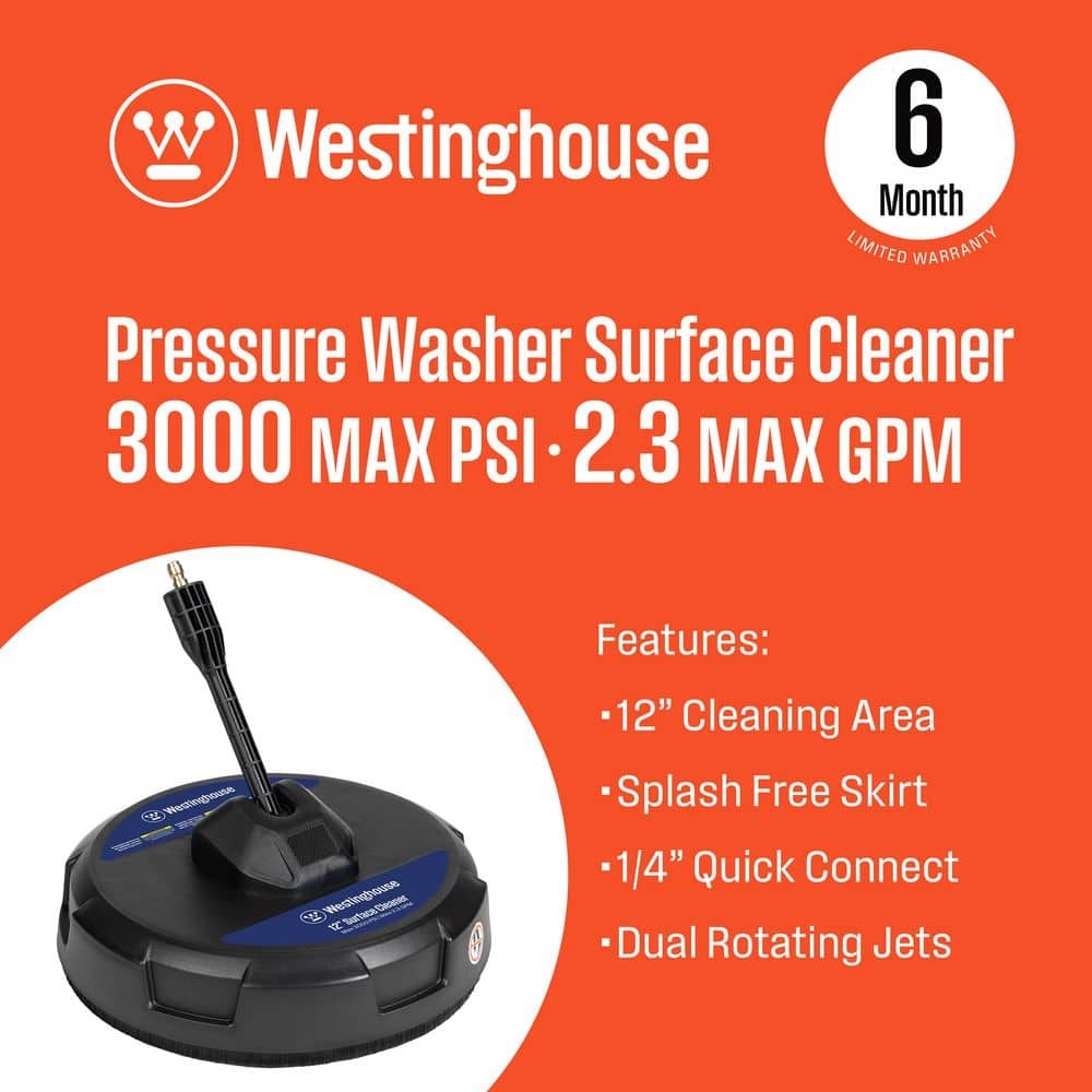 12 in Pressure Washer Surface Cleaner 3000 PSI Quick Connect Attachment