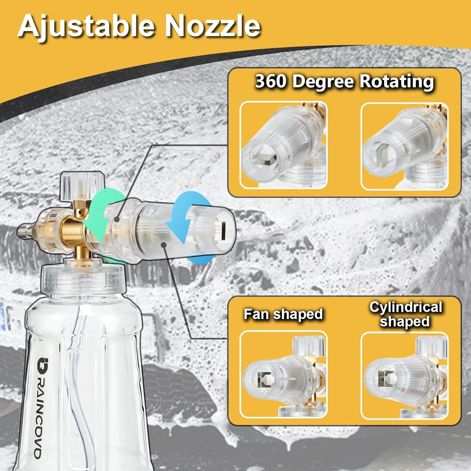 Foam Cannon W/ Short Pressure Washer Gun Dual Connector Accessories Snow Soap